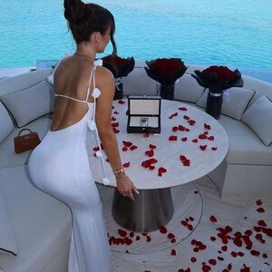 Oh Polly White Backless Dress with Pom-Pom Details